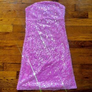 Miss Selfridge Sequin Bodycon Mini Strapless Dress